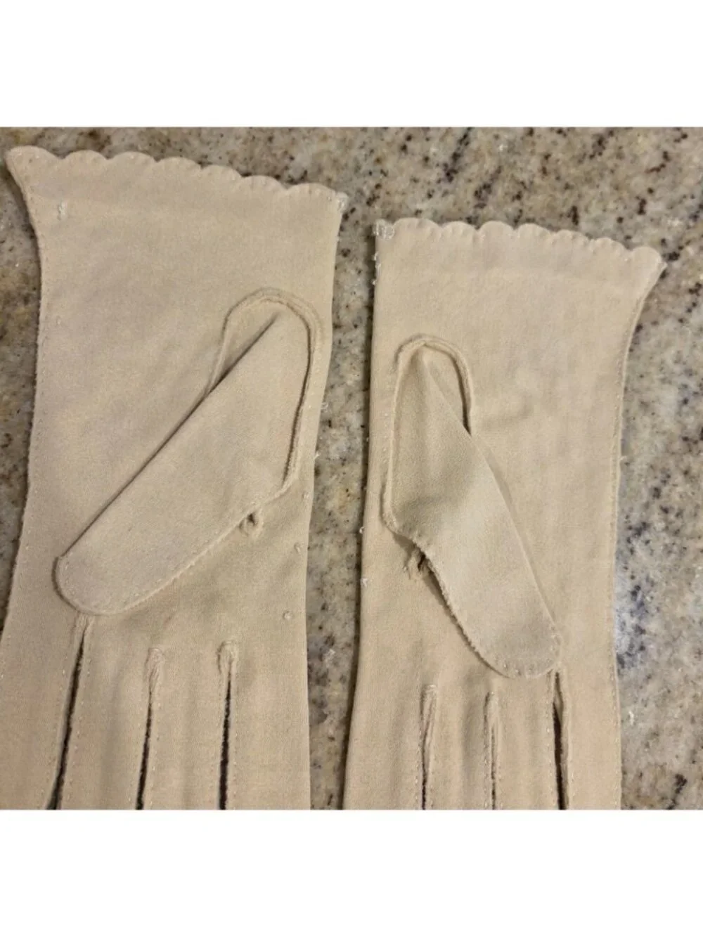New! Vintage Women Size S/M 6.5 Beige Cotton Beaded Formal Gloves Art Noveau...